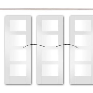 Easi Slide Door Set - Includes White Shaker Doors (CLEAR GLASS) - Frame - Pair Maker - Door Hardware - Excludes Handles - XL